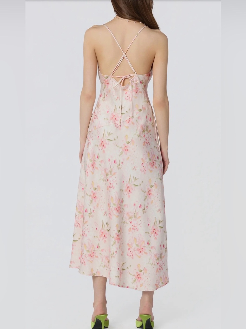 ASTR The Label Cowl Neck Satin Slip Midi Dress Size Small Floral Pink New - Picture 5 of 14